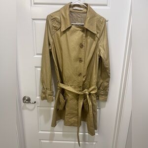 DIANE VON FURSTENBERG Designer Women Sz8 Gold BOGART Trench Coat Linen Silk VTG